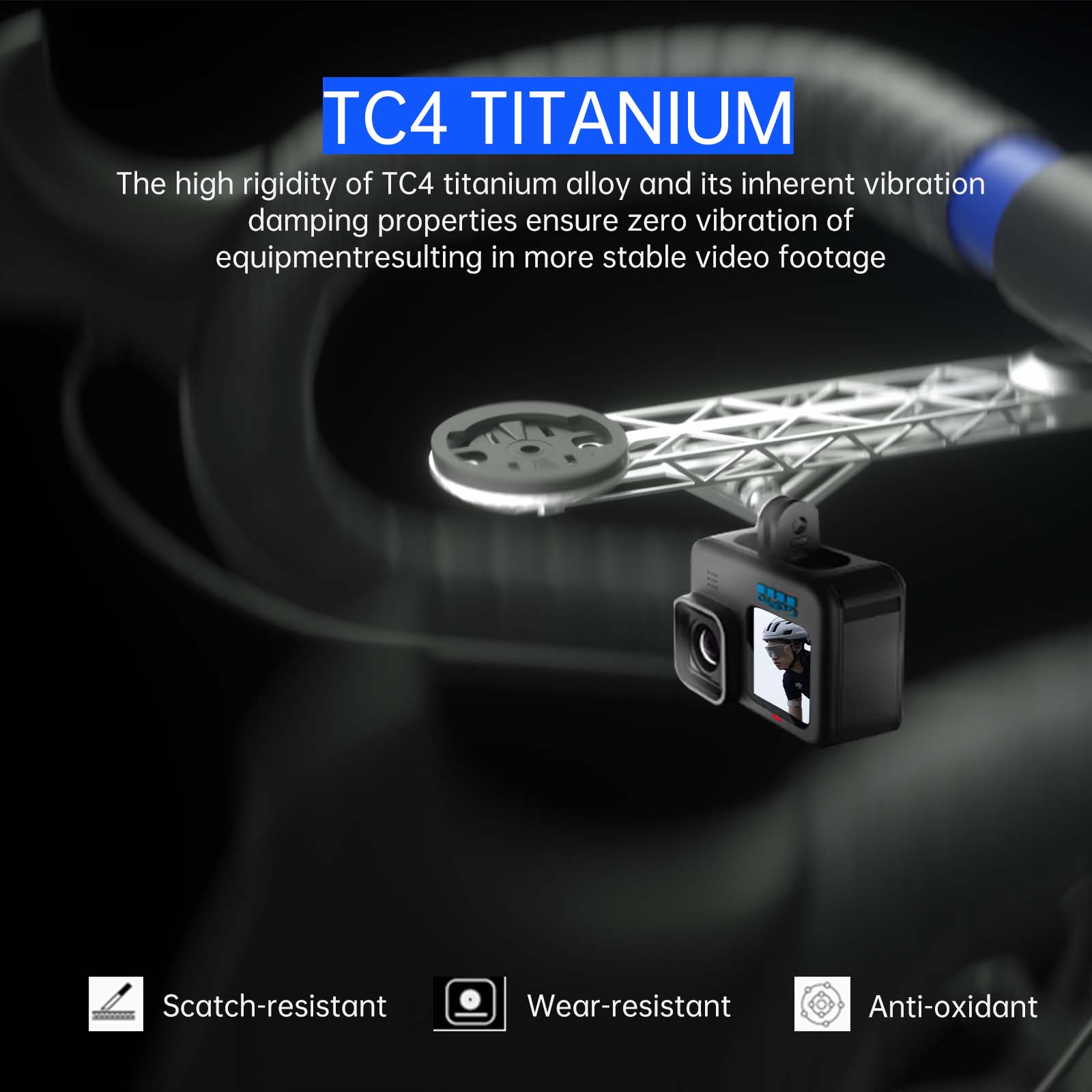 EXS AeroVer 3D-Printed Titanium Bike Computer Mount, Samassi Ultra-Light High Strength Bike Mount, Fully Hollowed Design
